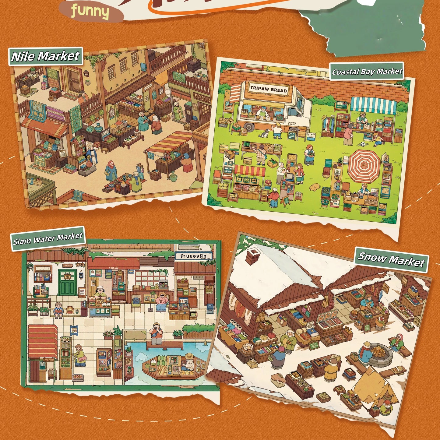Whimsical Journey 3D Sticker | 4 Cute Miniature Scenes