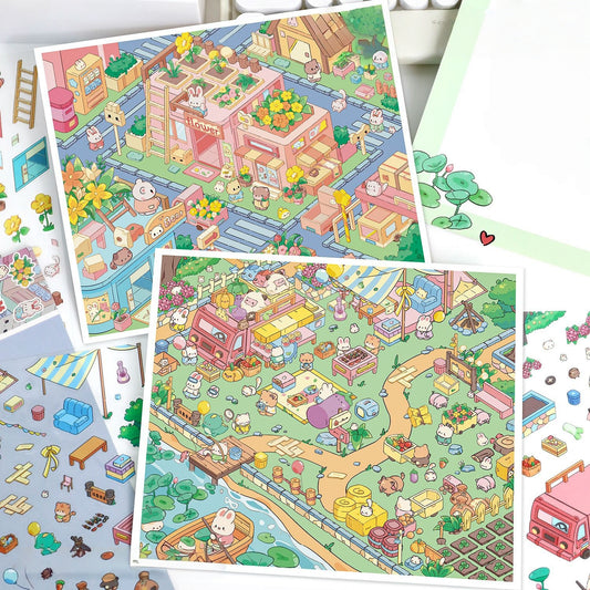 Tiny Animal Wonders 3D Sticker | 2 Cute Miniature Scenes