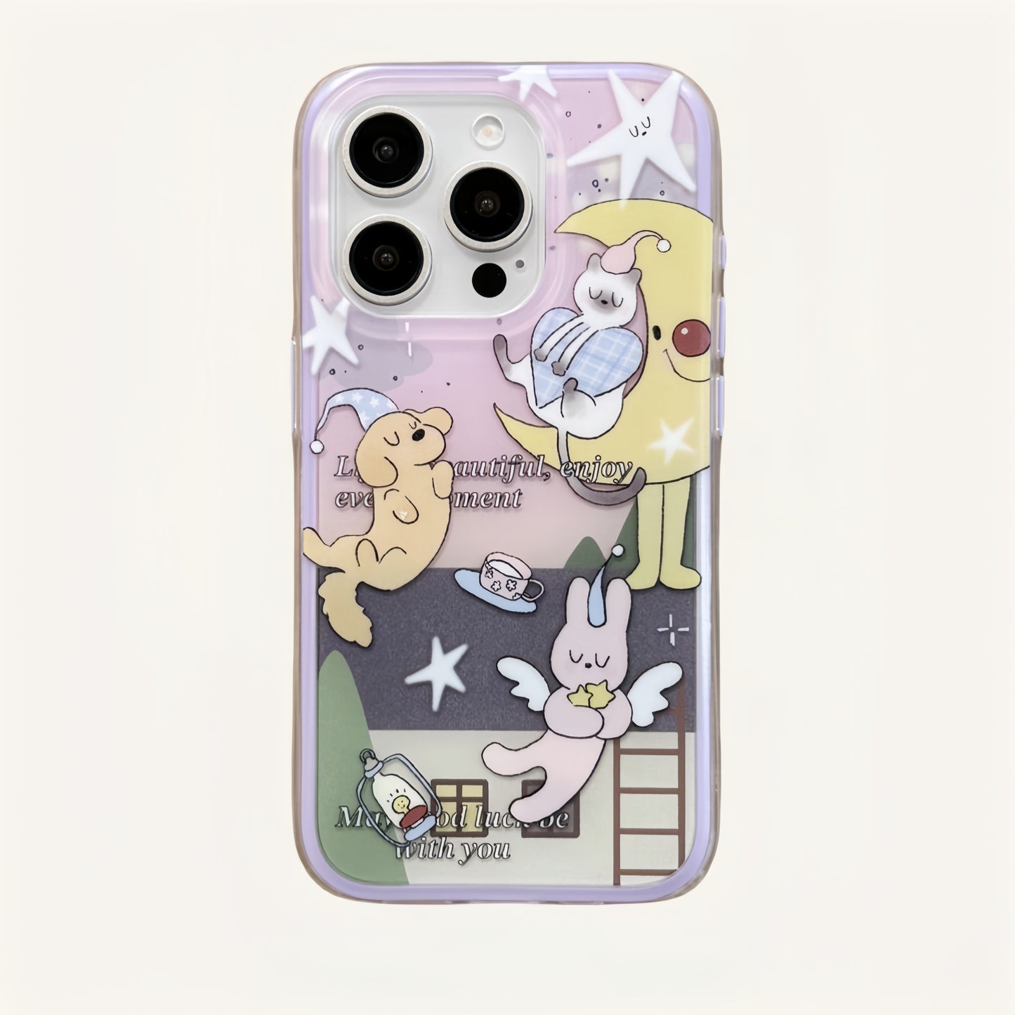 Cute Moon Kitty Puppy Bunny Acrylic Phone Case