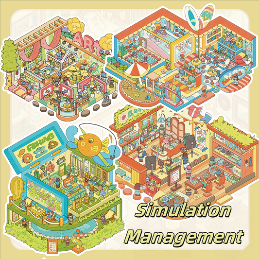 Simulation Management 3D Sticker | 4 Cute Miniature Scenes