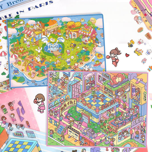 Whimsy World 3D Sticker | 2 Cute Miniature Scenes