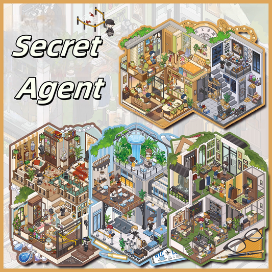 Secret Agent 3D Sticker | 4 Cute Miniature Scenes