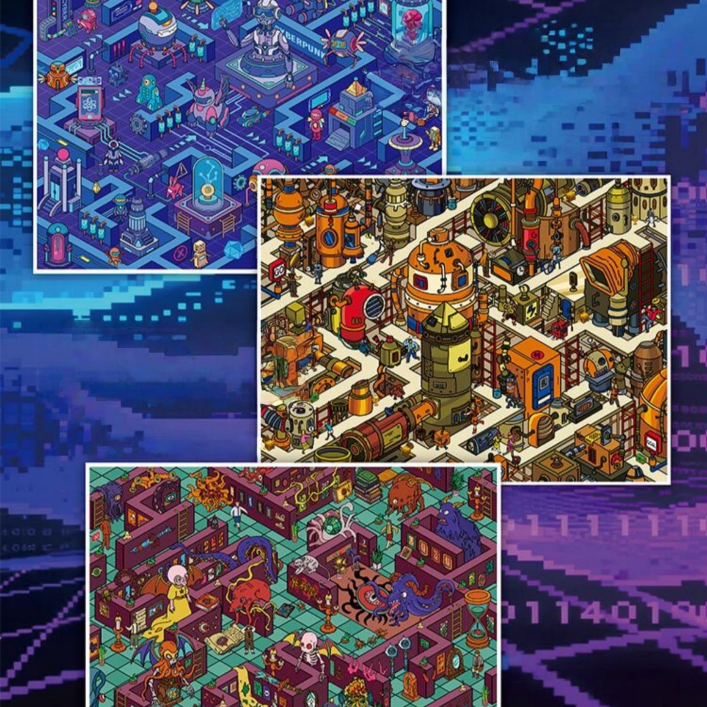 Cyber City 3D Sticker | 3 Cute Miniature Scenes