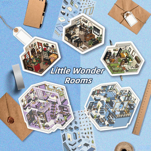 Little Wonder Rooms 3D Sticker | 5 Cute Miniature Scenes