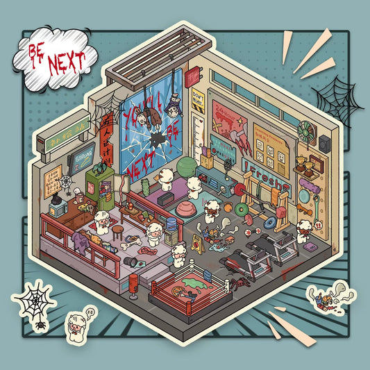 Little Lamb's Creepy Storytime 3D Sticker | 4 Cute Miniature Scenes