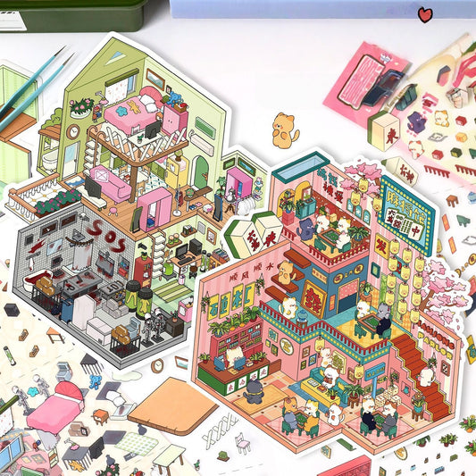 Little Wonder Rooms 3D Sticker | 2 Cute Miniature Scenes