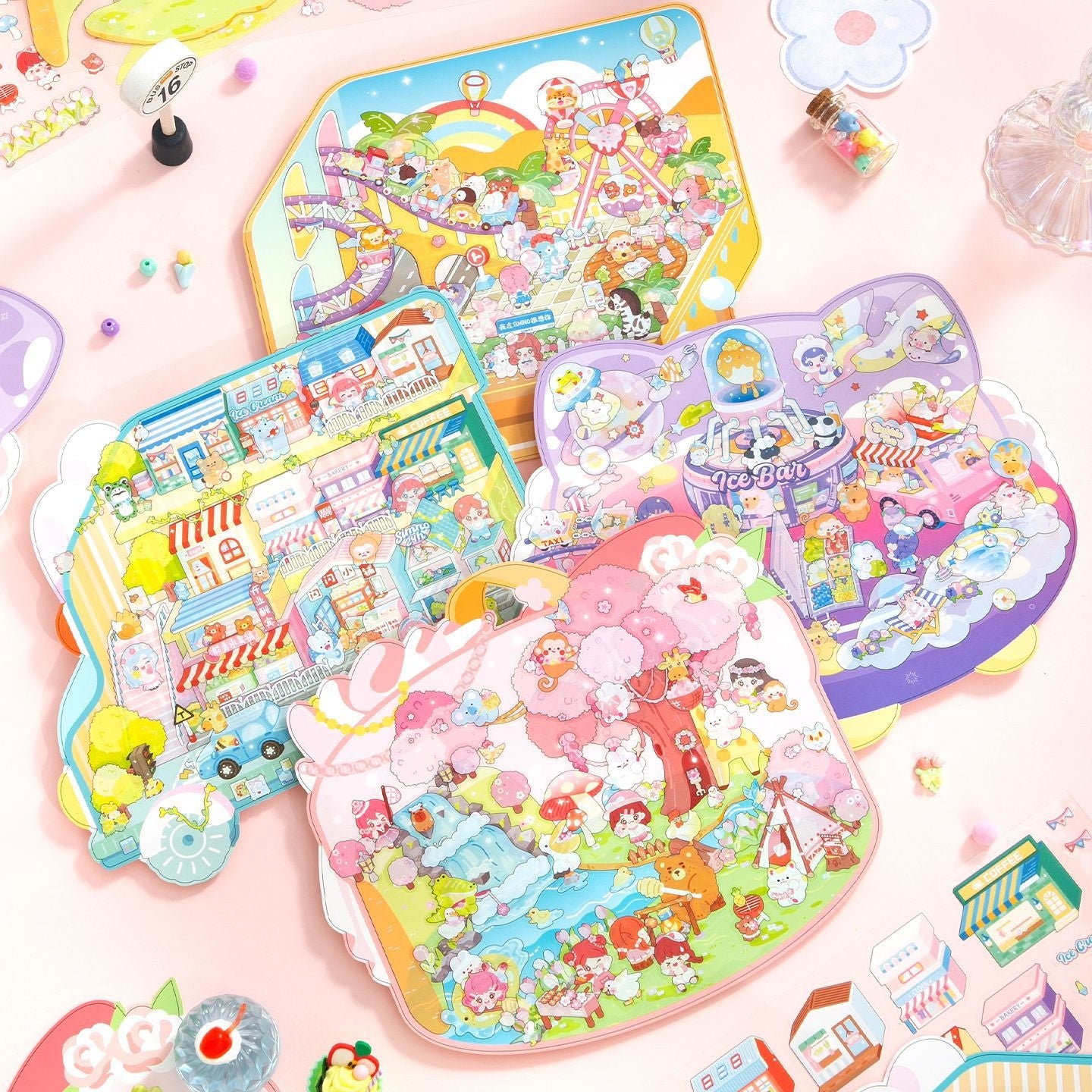 Childish Fantasy 3D Sticker | 4 Cute Miniature Scenes