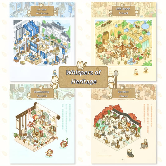 Whispers of Heritage 3D Sticker | 4 Cute Miniature Scenes