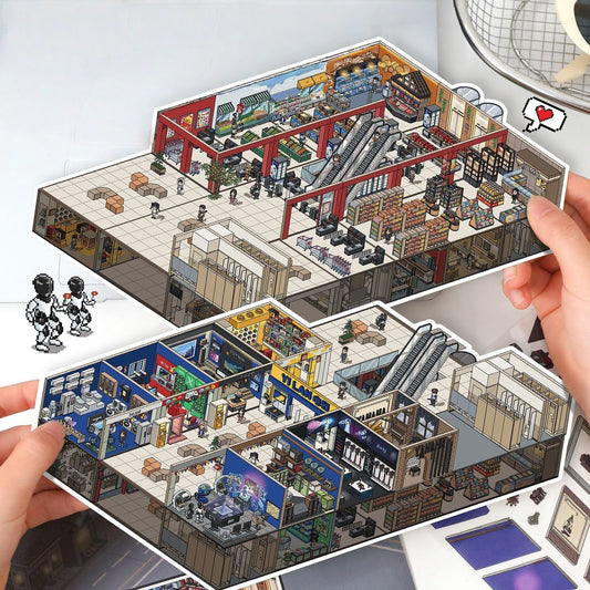 Pixel Adventures 3D Sticker | 2 Cute Miniature Scenes