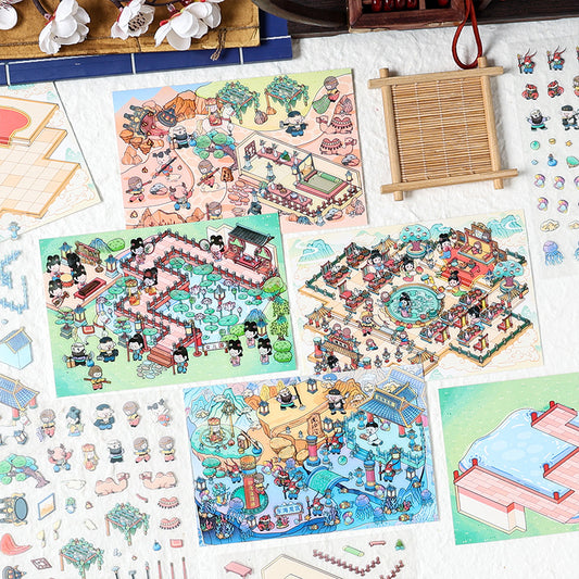 Journey to the West 3D Sticker | 4 Cute Miniature Scenes