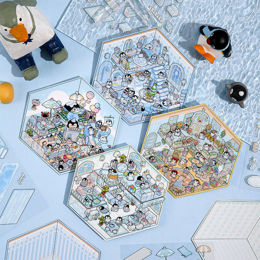 Waddle Wonderland 3D Sticker | 4 Cute Miniature Scenes