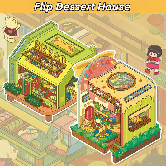 Flip Dessert House 3D Sticker | 2 Cute Miniature Scenes