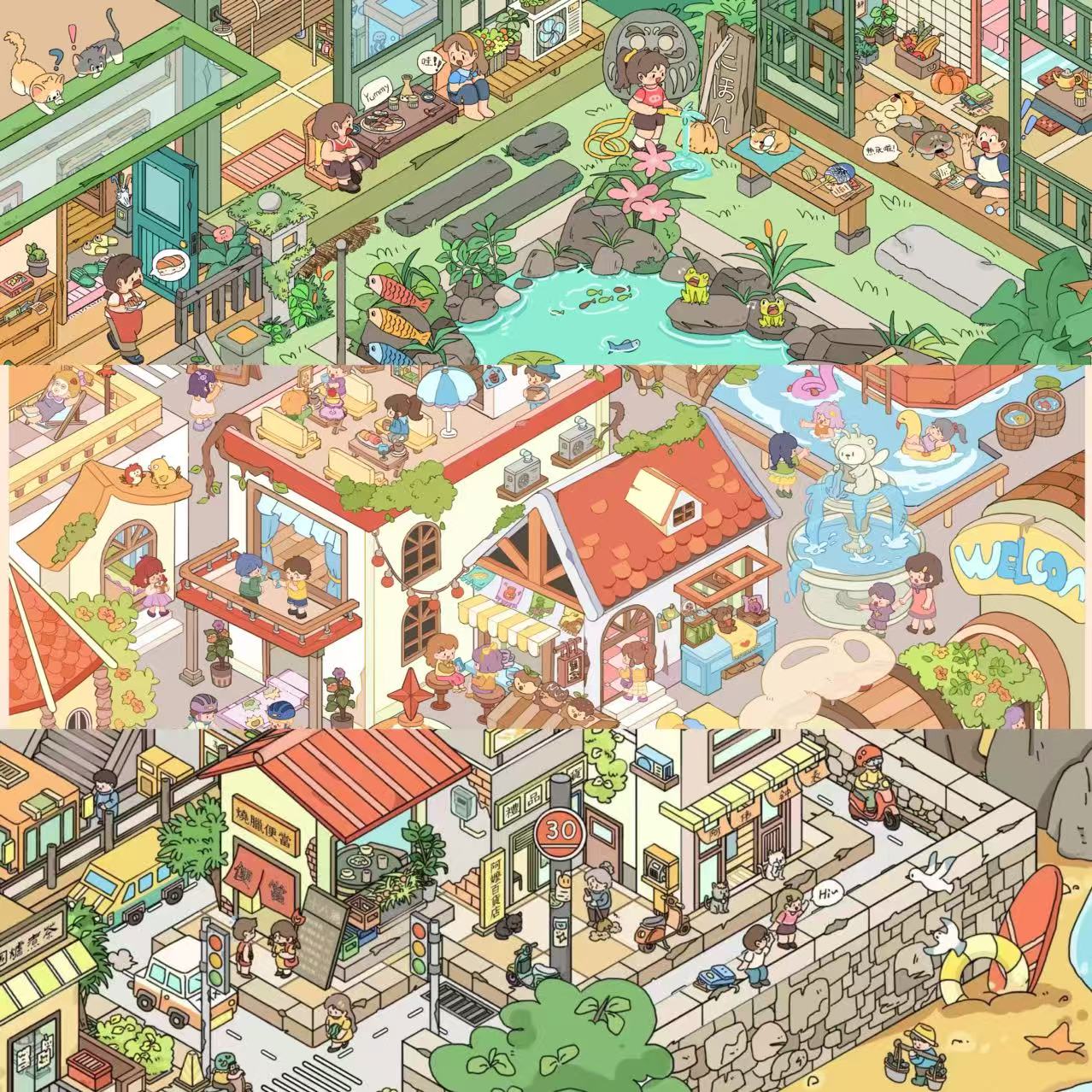 Little Retreat 3D Sticker |4 Cute Miniature Scenes