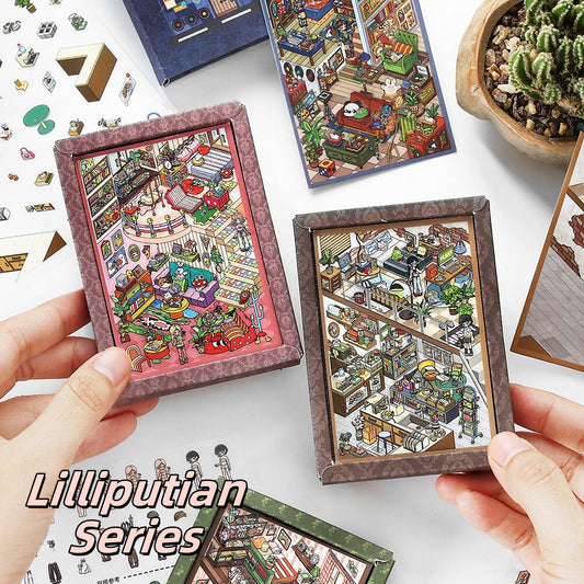 Lilliputian Series 3D Sticker | 4 Cute Miniature Scenes