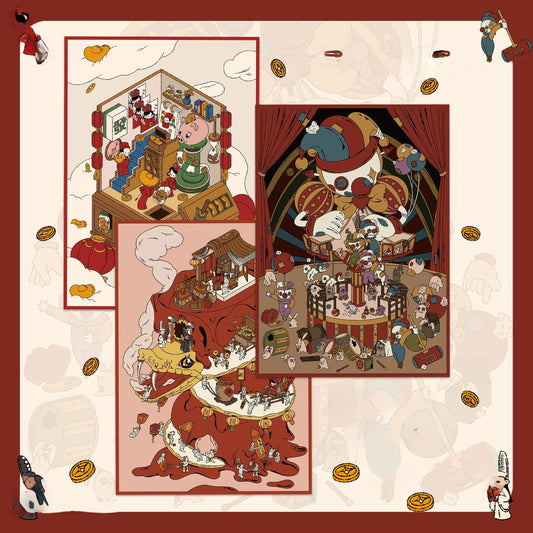 White Eggplant Series 3D Sticker | 3 Cute Miniature Scenes