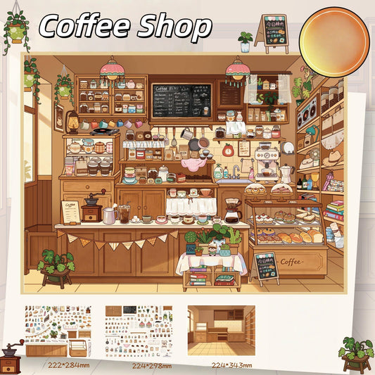 Shelf Display 3D Sticker | 4 Cute Miniature Scenes