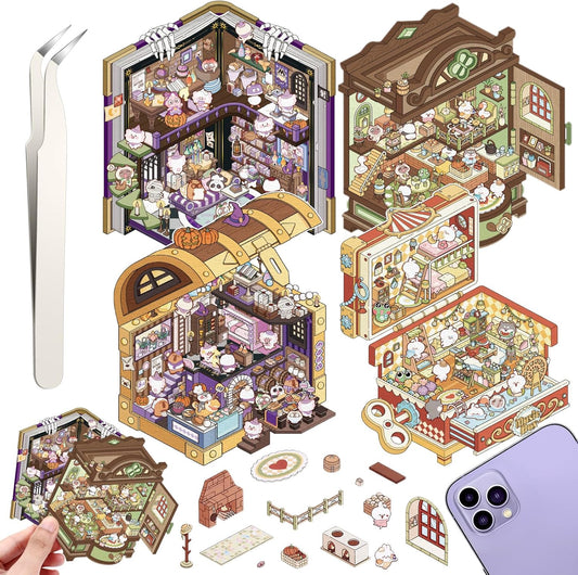 Magical Realm 3D Sticker | 4 Cute Miniature Scenes
