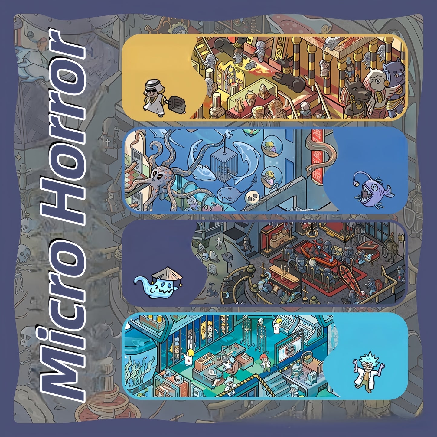 Micro Horror 3D Sticker | 4 Cute Miniature Scenes