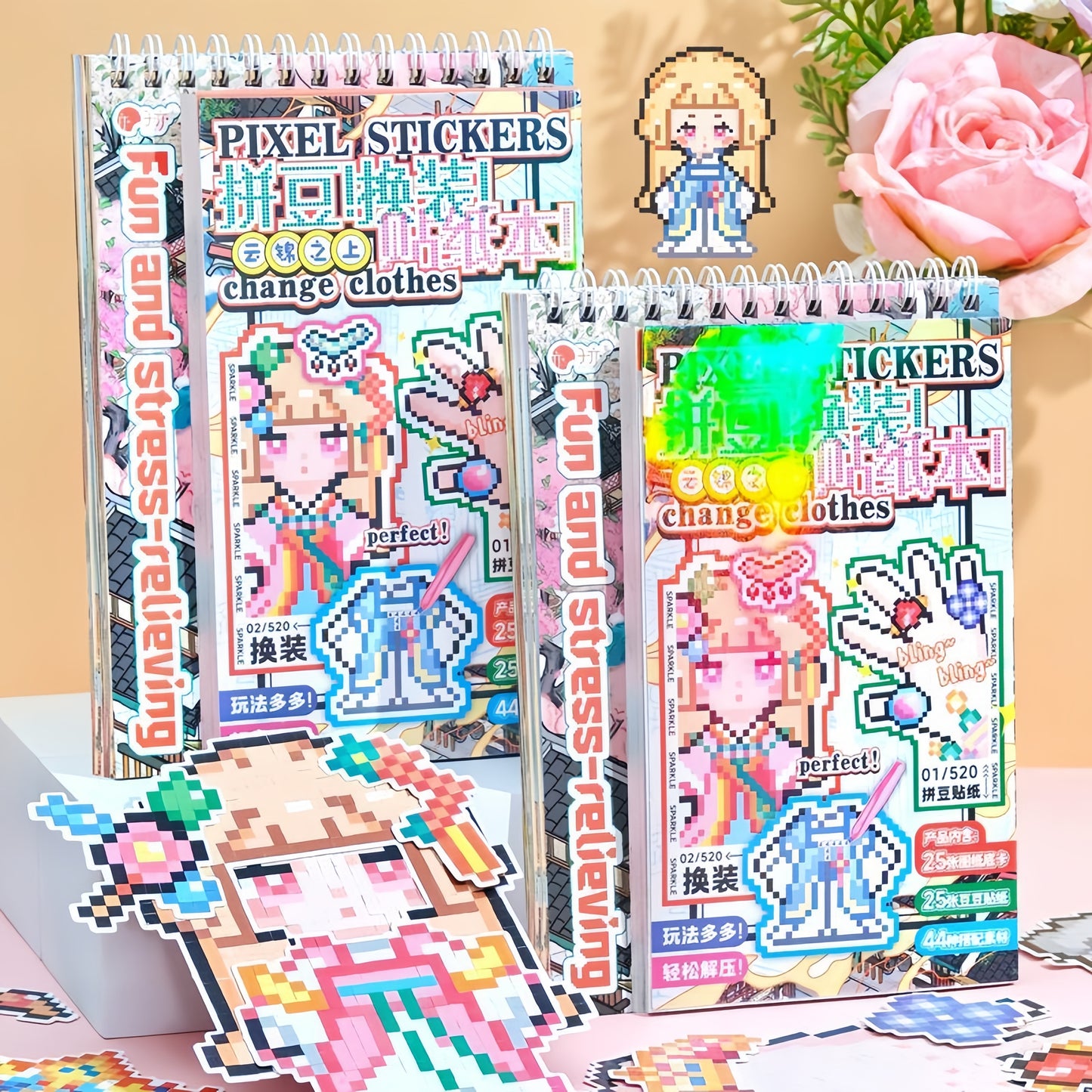 Pixel-Art Ancient Clothing 3D Sticker Book