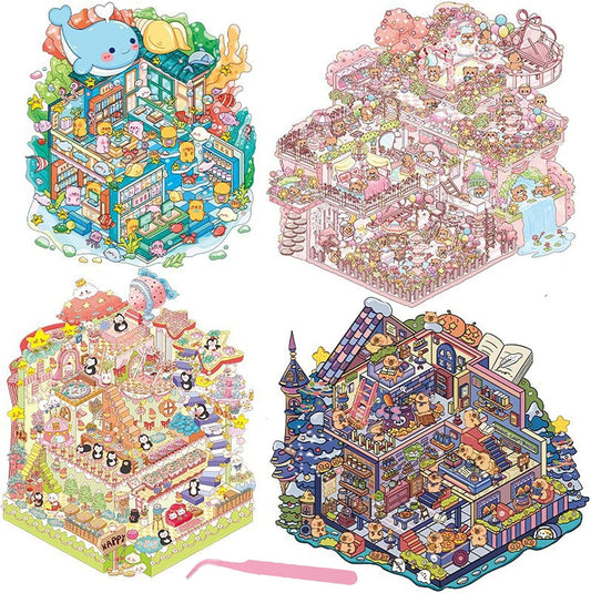 Mystic Dwellings 3D Sticker | 4 Cute Miniature Sticker