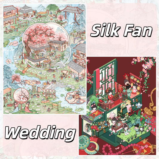 Ancient Chinese Charm 3D Sticker | 2 Cute Miniature Scenes
