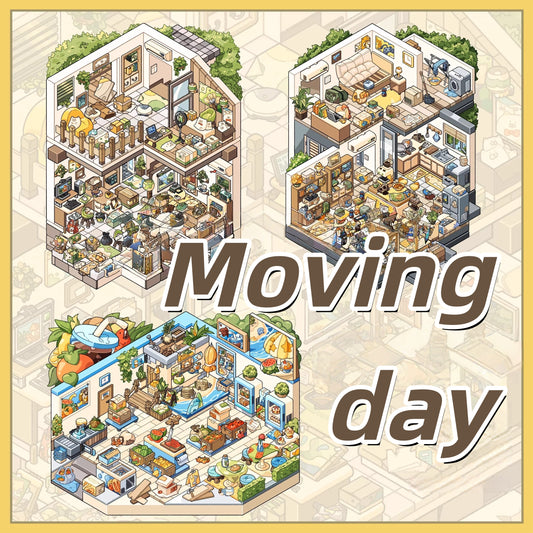 Moving Day 3D Sticker | 3 Cute Miniature Scenes