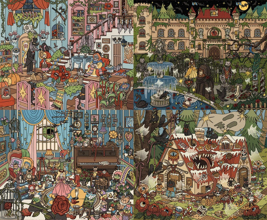 Dark Fairy Tale 3D Sticker | 4 Cute Miniature Scenes