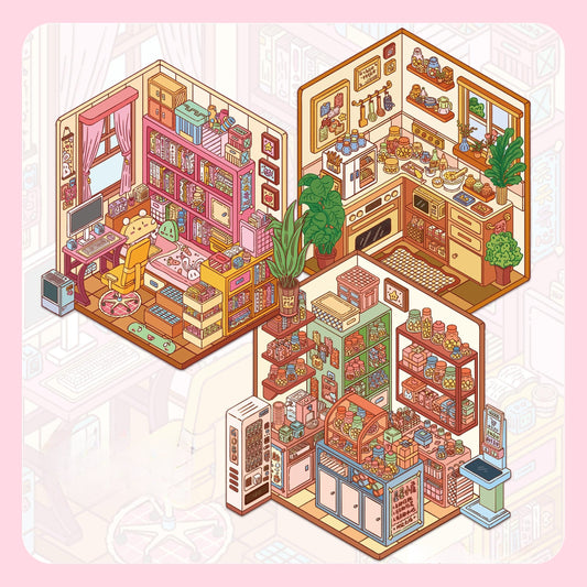 Star Candy Store 3D Sticker | 3 Cute Miniature Scenes