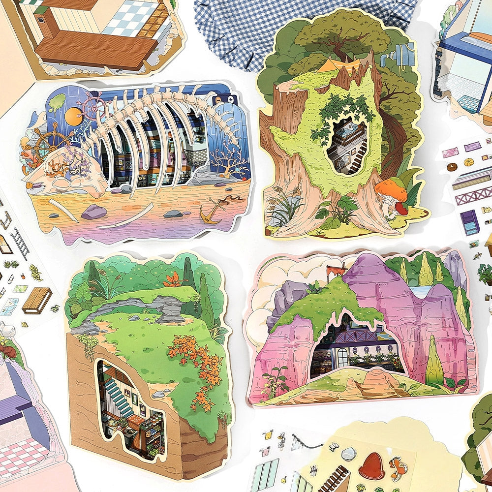 The Rockmine 3D Sticker | 4 Cute Miniature Scenes