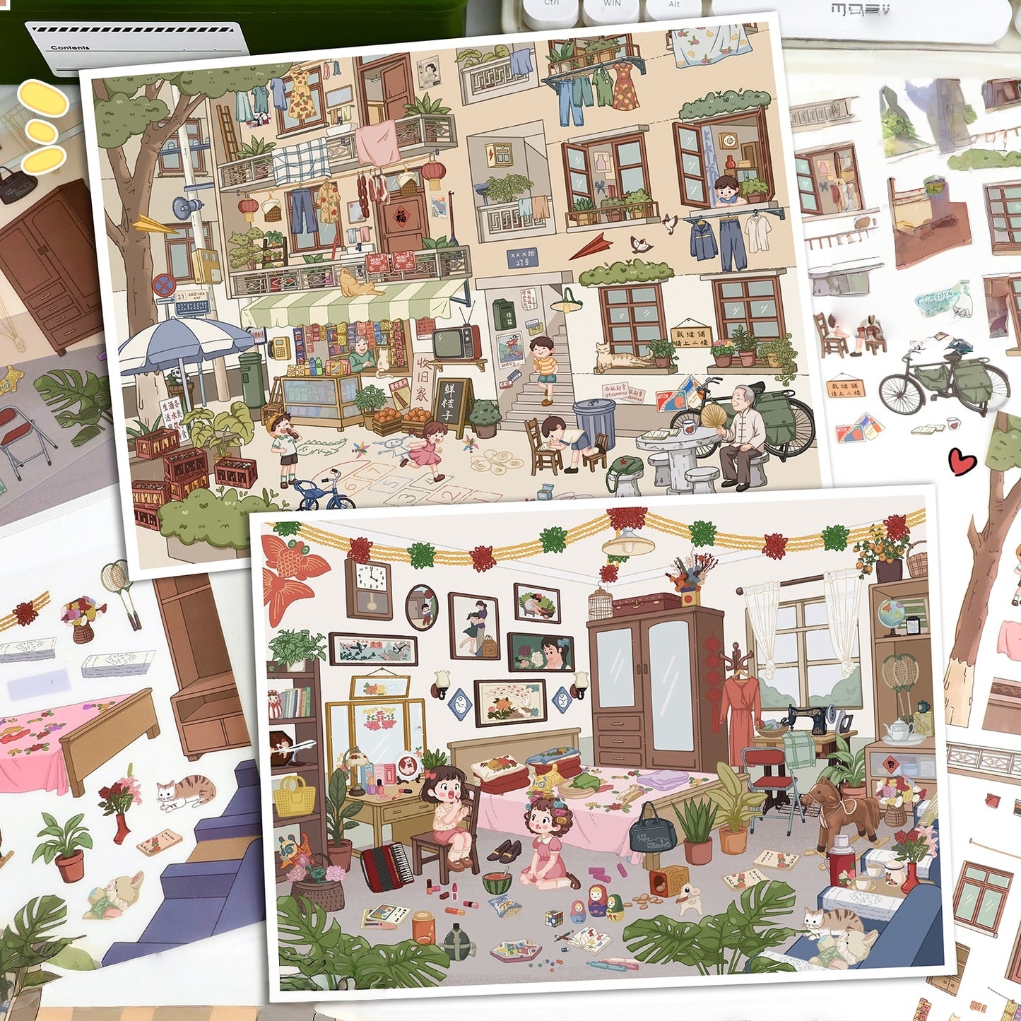 Childhood Memories 3D Sticker | 2 Cute Miniature Scenes