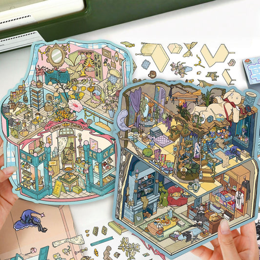 Whimsical Dreams 3D Sticker | 2 Cute Miniature Scenes