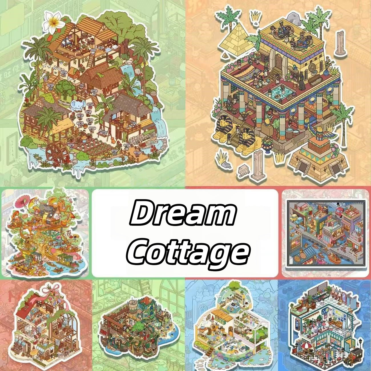 Dream Cottage 3D Sticker | 8 Cute Miniature Scenes