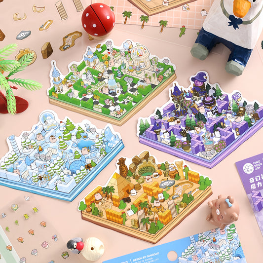 Fantasy Maze 3D Sticker | 4 Cute Miniature Scenes