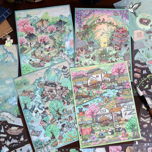 Whimsical Dreams 3D Sticker | 4 Cute Miniature Scenes