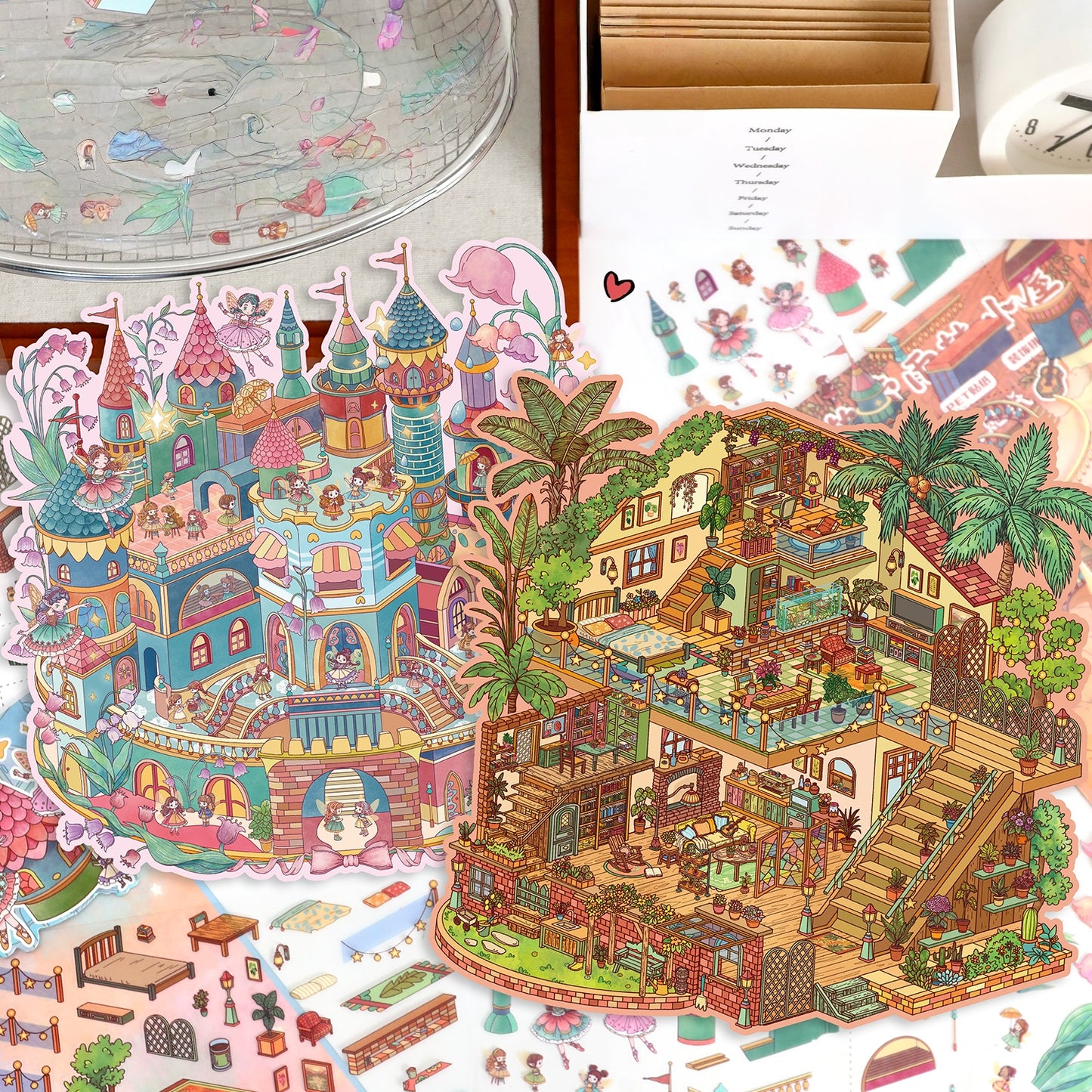 Dream House 3D Sticker | 2 Cute Miniature Scenes