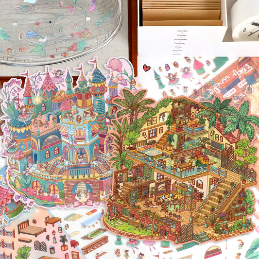 Dream House 3D Sticker | 2 Cute Miniature Scenes