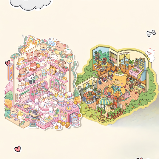 Springtime Wonders 3D Sticker | 2 Cute Miniature Scenes