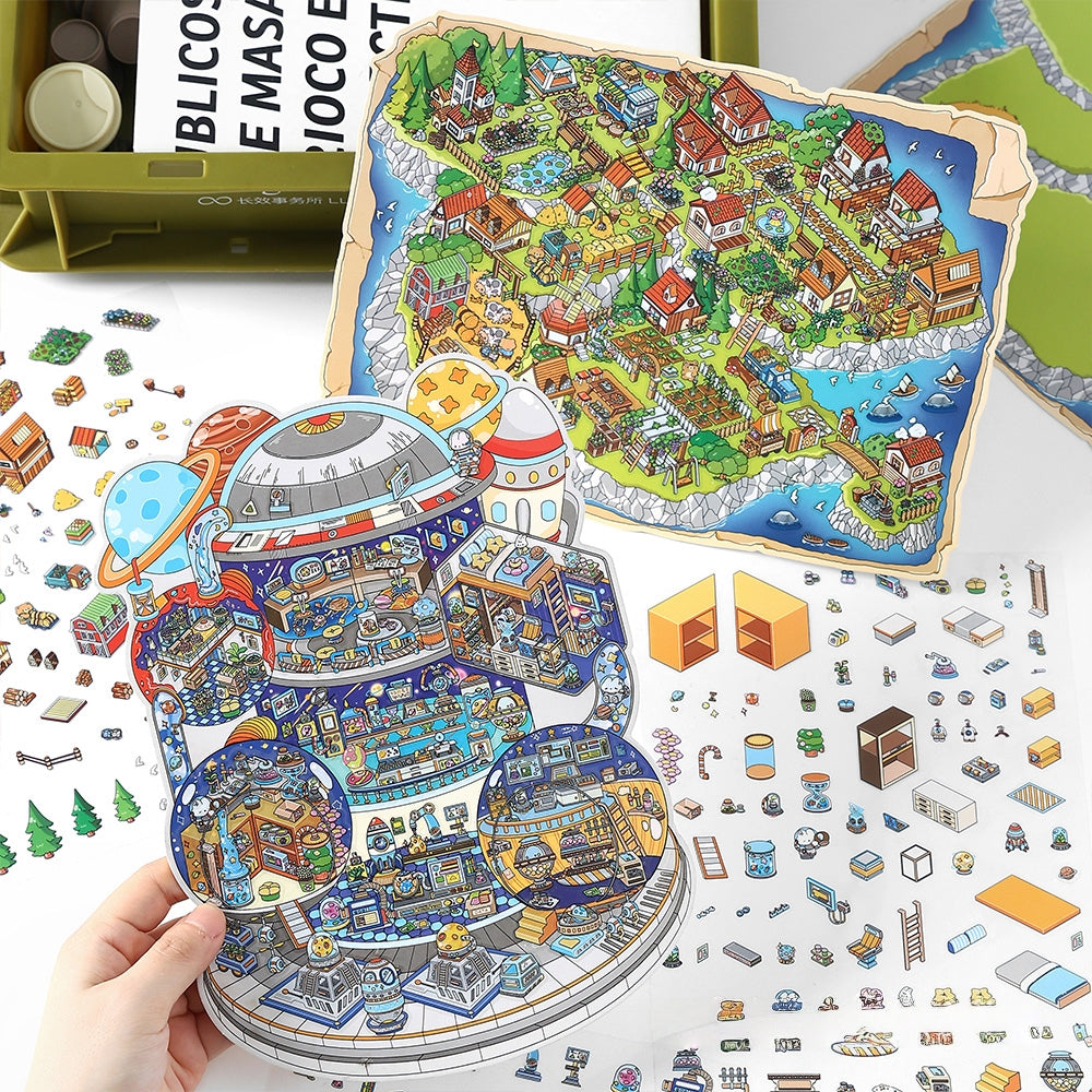 Whimsical Dreams 3D Sticker | 2 Cute Miniature Scenes