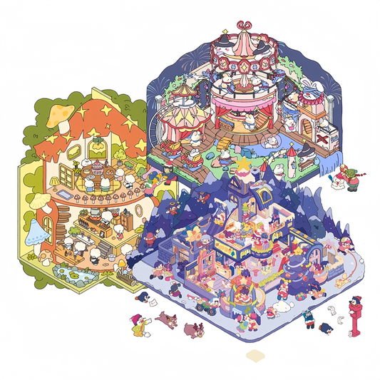 Whimsical Dreamland 3D Sticker | 3 Cute Miniature Scenes