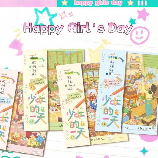 Happy Girl's Day 3D Sticker | 4 Cute Miniature Scenes