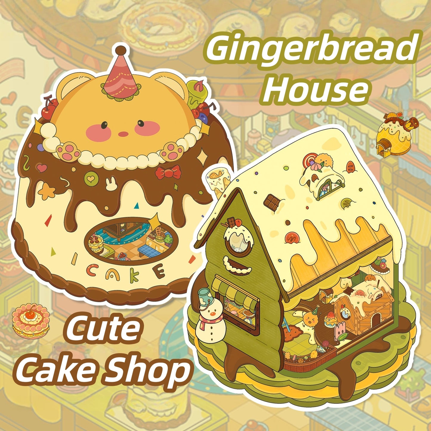 Dessert Shops 3D Sticker | 2 Cute Miniature Scenes
