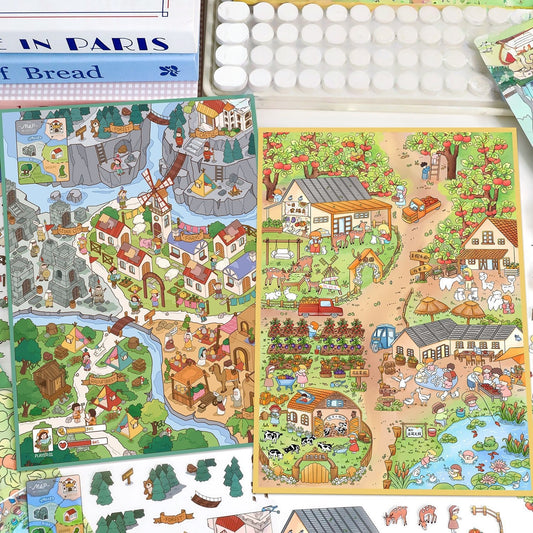 Whimsy Town Quest 3D Sticker | 2 Cute Miniature Scenes