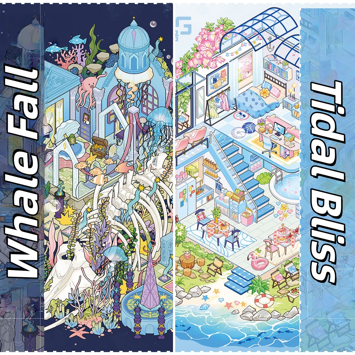 Tideswept Dwellings 3D Sticker | 2 Cute Miniature Scenes