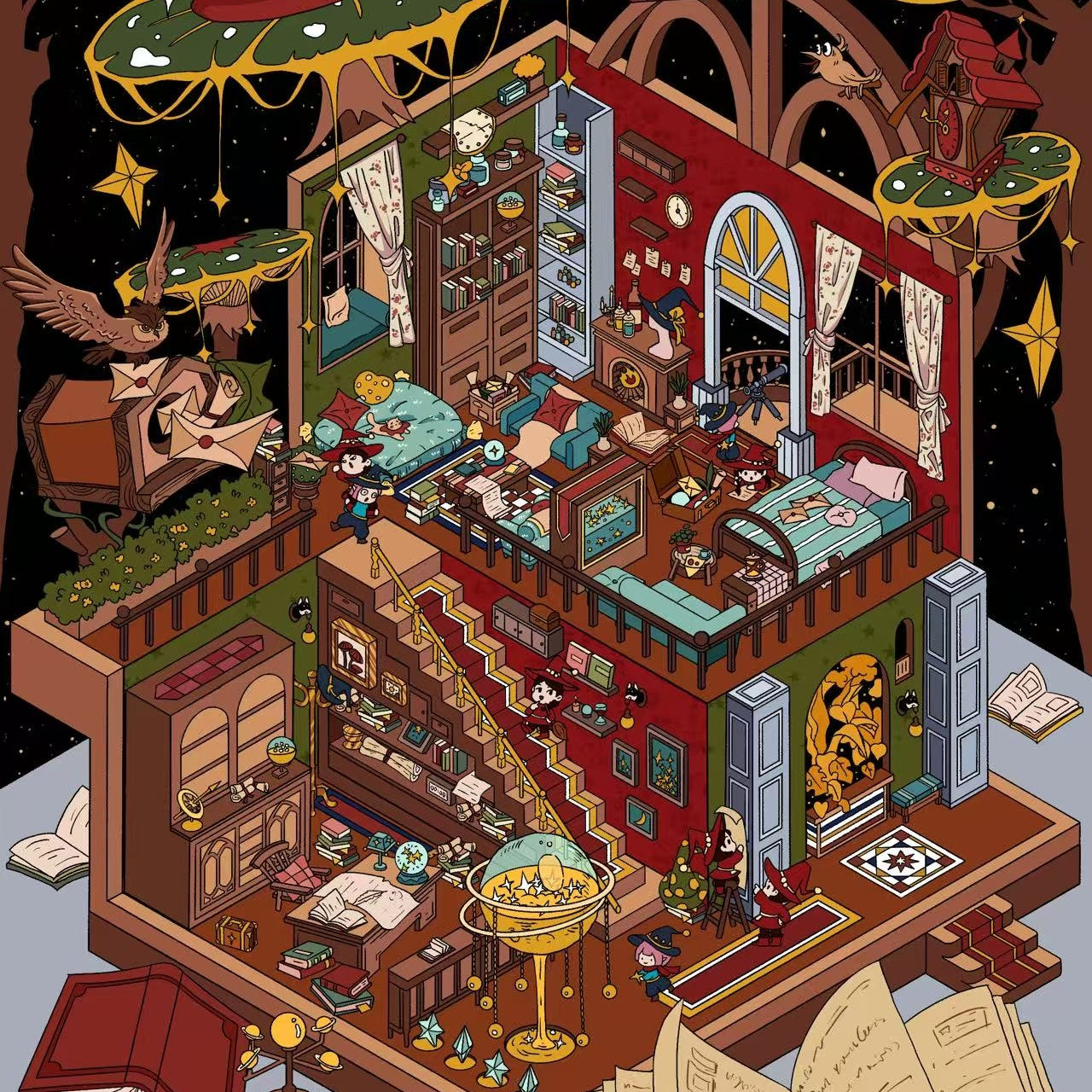 Magical Realm 3D Sticker | 3 Cute Miniature Scenes