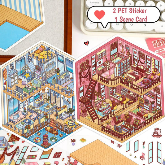 Little Wonder Rooms 3D Sticker | 2 Cute Miniature Scenes