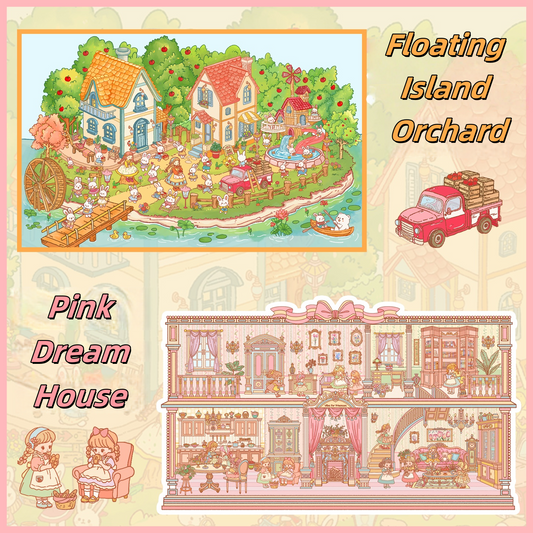 Dream House 3D Sticker | 2 Cute Miniature Scenes