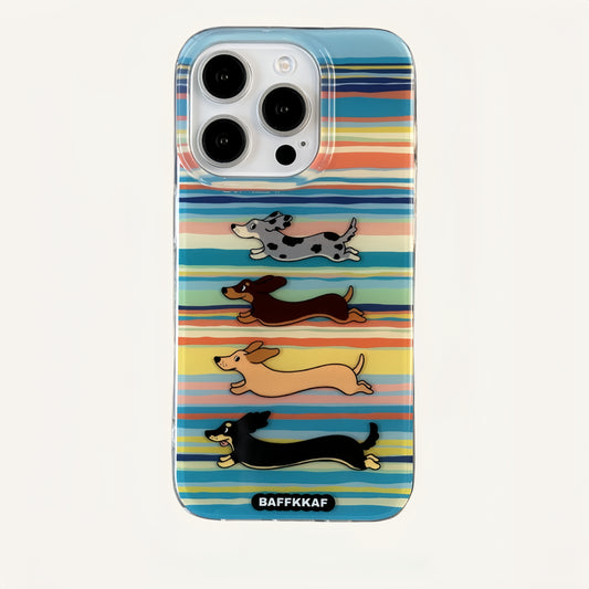 Striped Dachshund Acrylic Phone Case