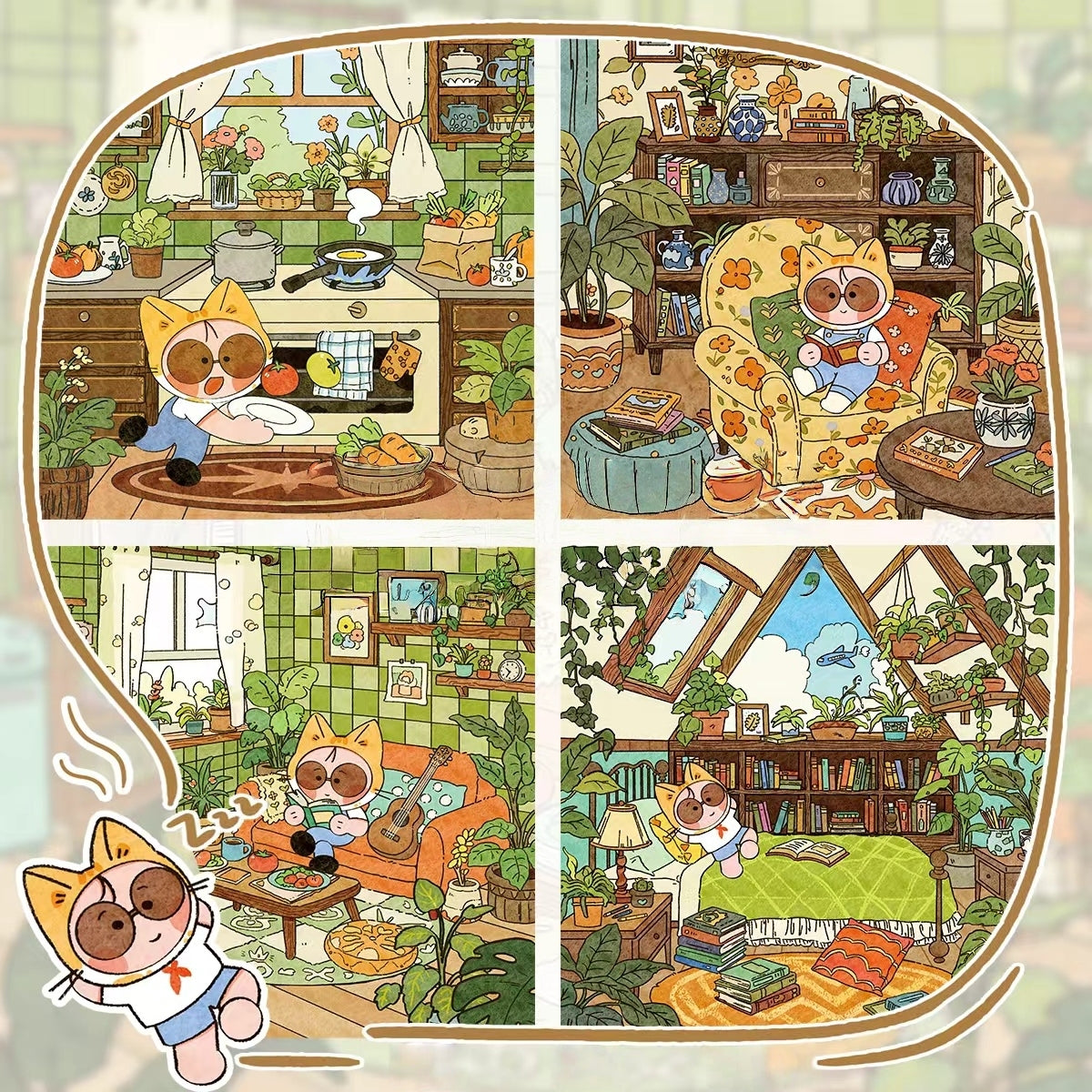 Meow Fun Time 3D Sticker | 4 Cute Miniature Scenes