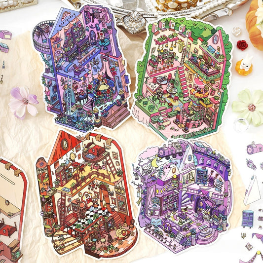 Enchanted Tales 3D Sticker | 4 Cute Miniature Scenes