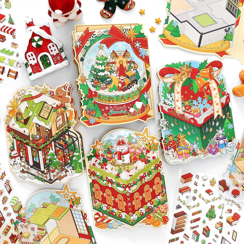 Christmas Series 3D Sticker | 4 Cute Miniature Scenes